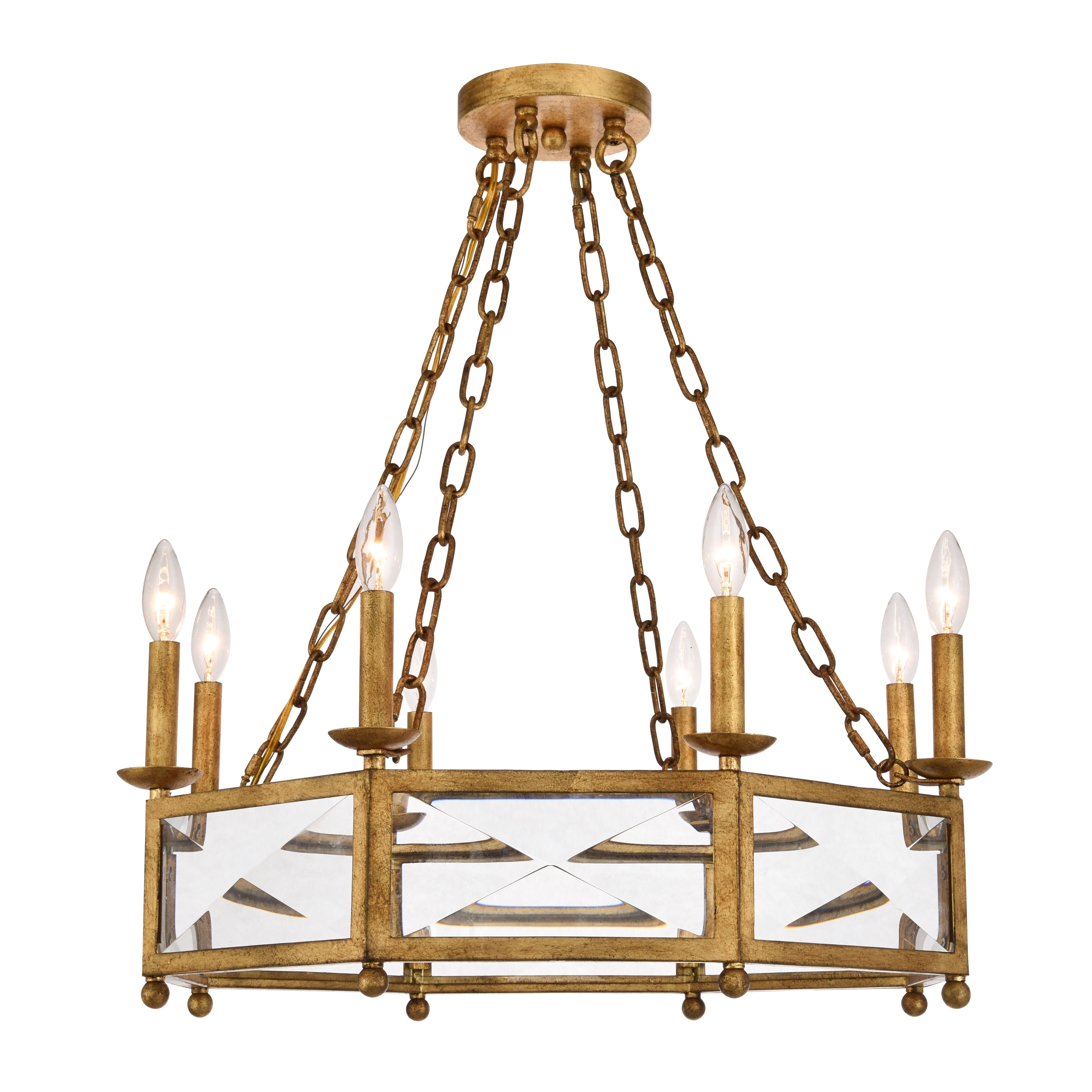 Exeter Collection Chandelier  D25.75" H10.125" Golden Iron Finish - Gold - Chandeliers For Bedrooms by Overstock.com