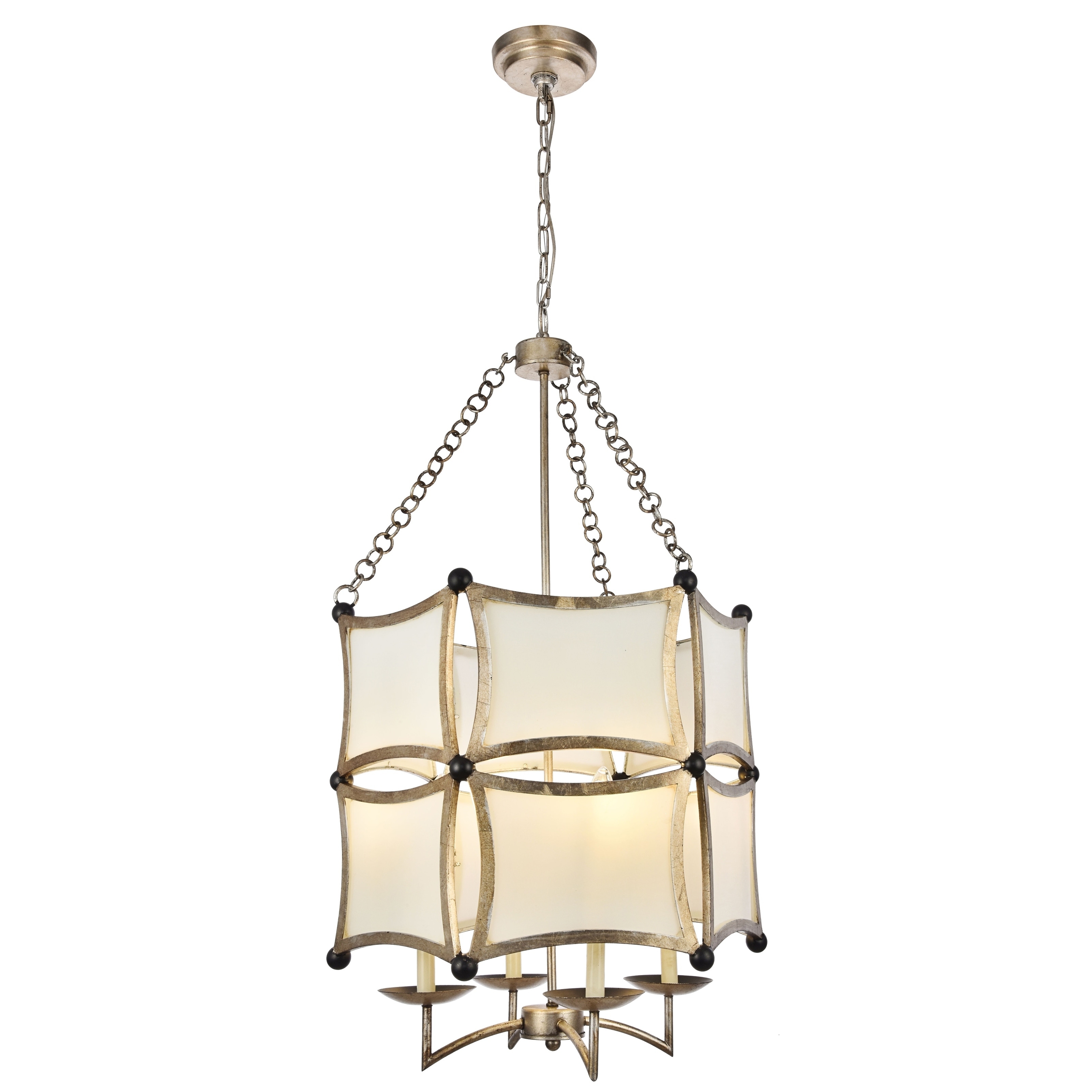 White Sails Collection Chandelier  D22.625" H40.125" Antique Sliver Leaf & Flat Black Finish - Chandeliers For Bedrooms by Overstock.com