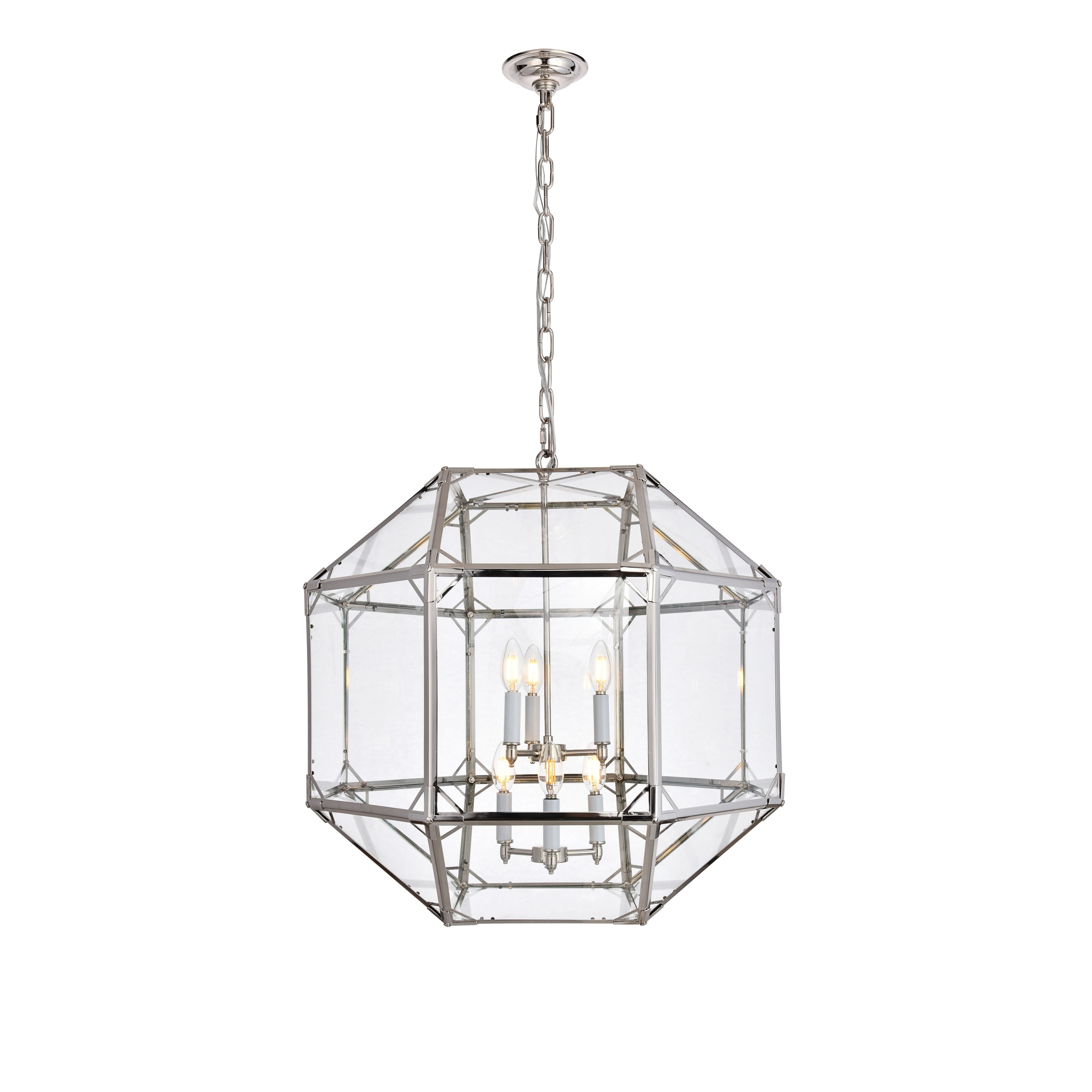 Gordon Collection Chandelier  L24" D24" H25" Polished Nickel Finish - Chandeliers For Bedrooms by Overstock.com