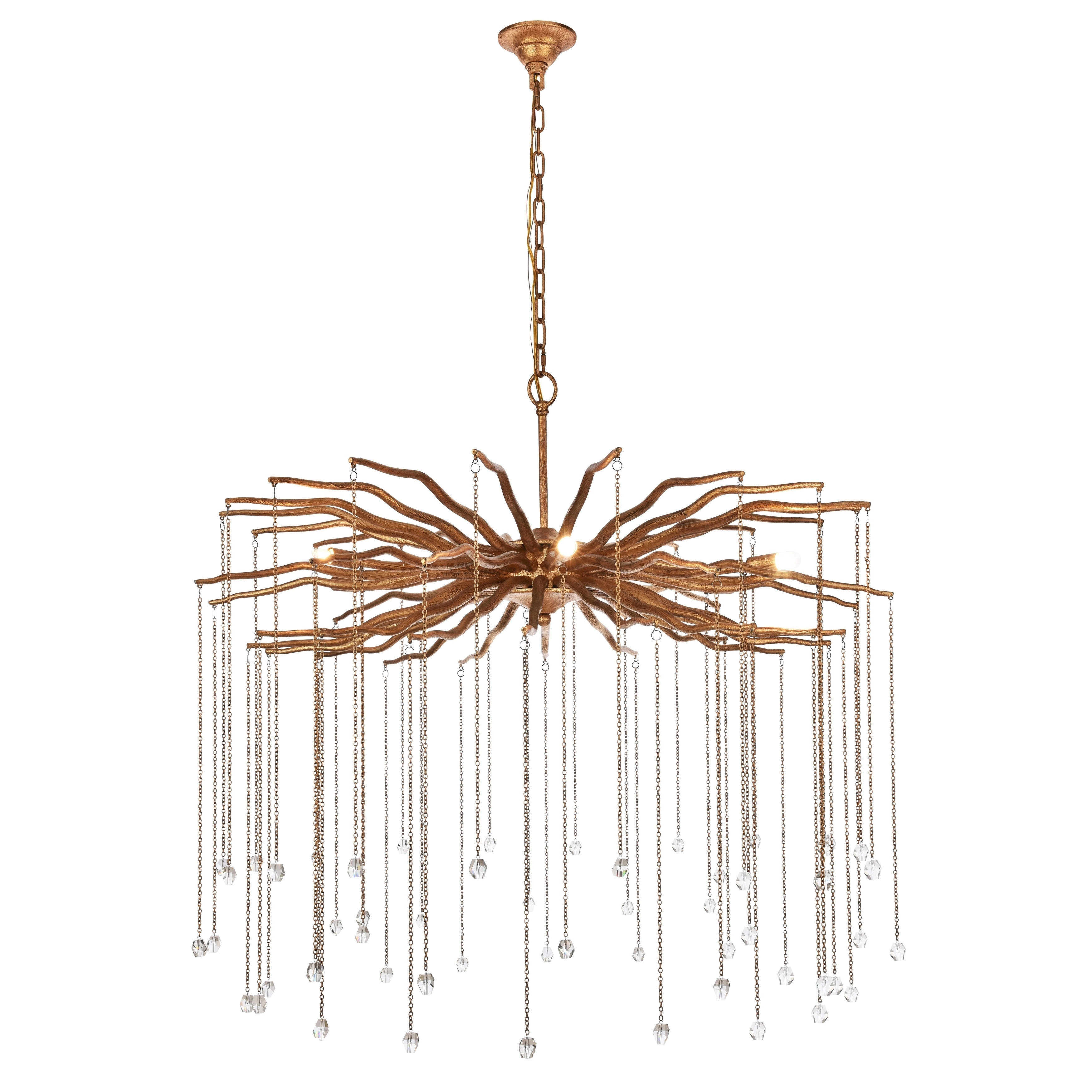 Willow  Collection Chandelier  D36" H33" Drizzled antique gold Finish - Chandeliers For Bedrooms by Overstock.com