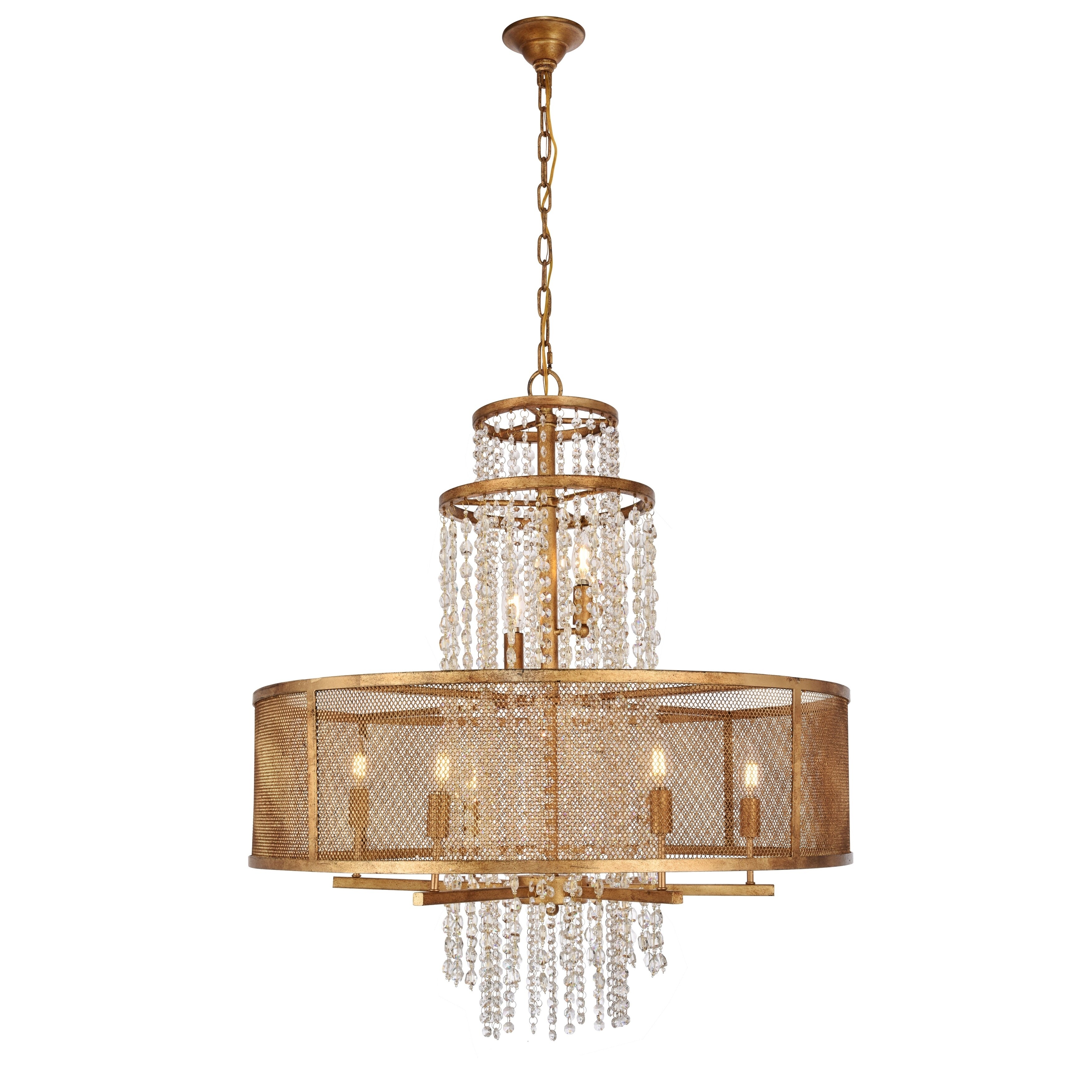 Legacy  Collection Chandelier  D32" H35.5" Golden Iron Finish - Gold - Chandeliers For Bedrooms by Overstock.com