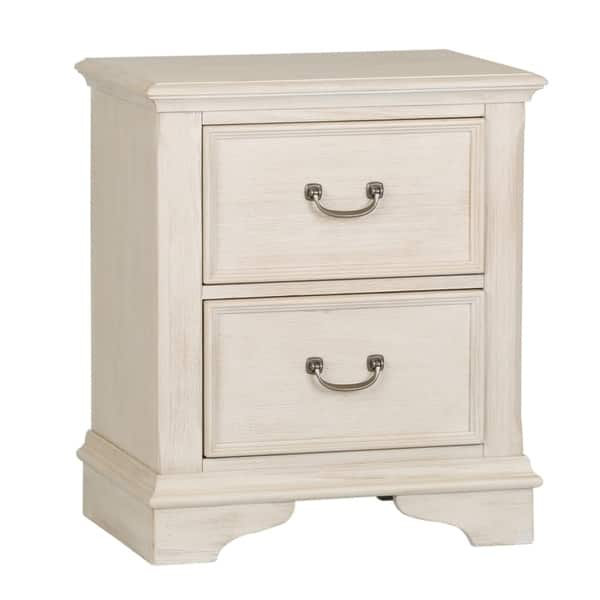 Shop Bayside Antique White Wire Brushed 2 Drawer Night Stand Overstock 18152208