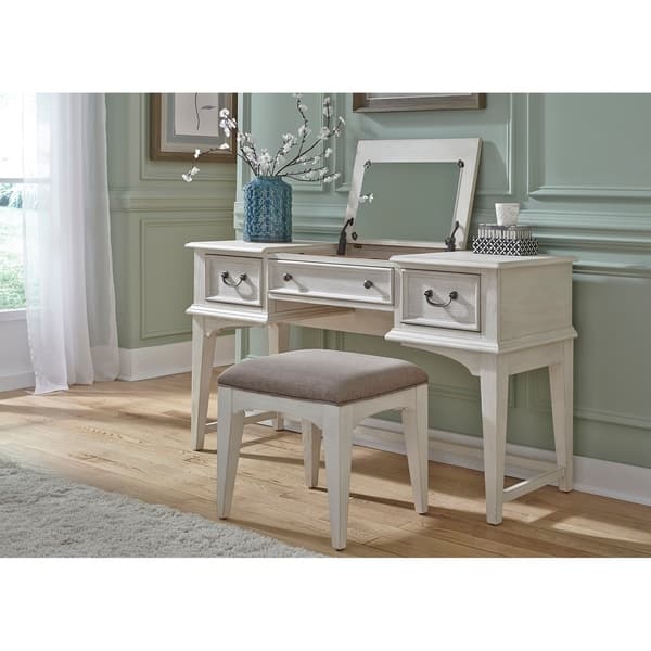 Shop Bayside Heavy Wire Brushed Antique White Vanity On Sale