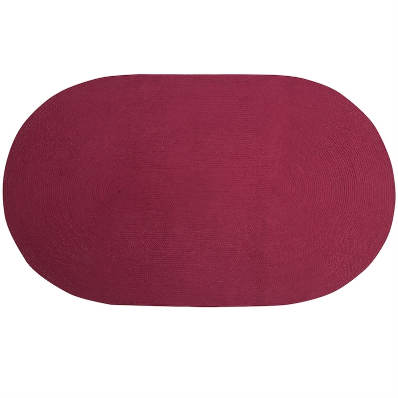 Better Trends Alpine Braid Collection is Durable & Stain Resistant Reversible Indoor Area Utility Rug - Burgundy Solid - 88" x 112" Oval