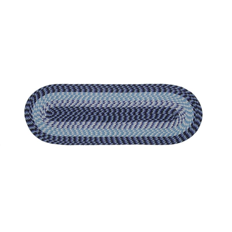 Better Trends Alpine Braid Collection is Durable & Stain Resistant Reversible Indoor Area Utility Rug - Navy Stripe - 24" x 108" Runner