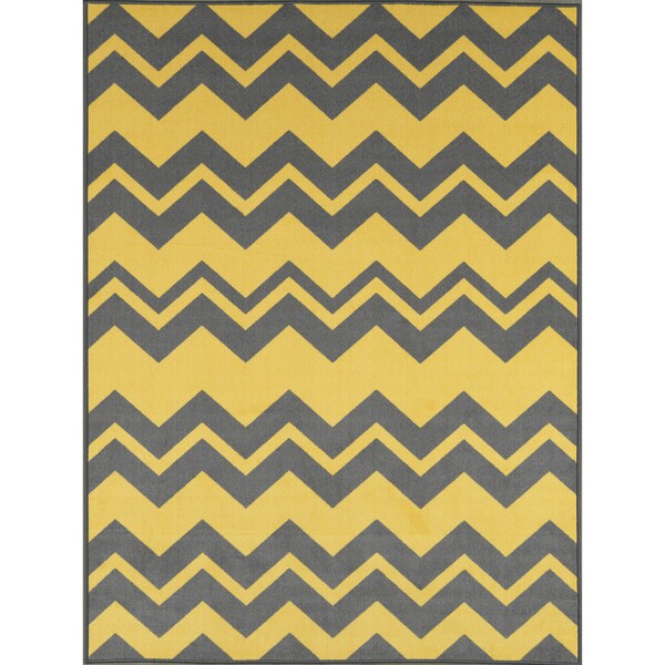 Ottomanson Studio Collection Yellow Grey Chevron Design Area Rug Ottomanson Studio Collection Yellow Grey Chevron Design Area Rug 3 X27