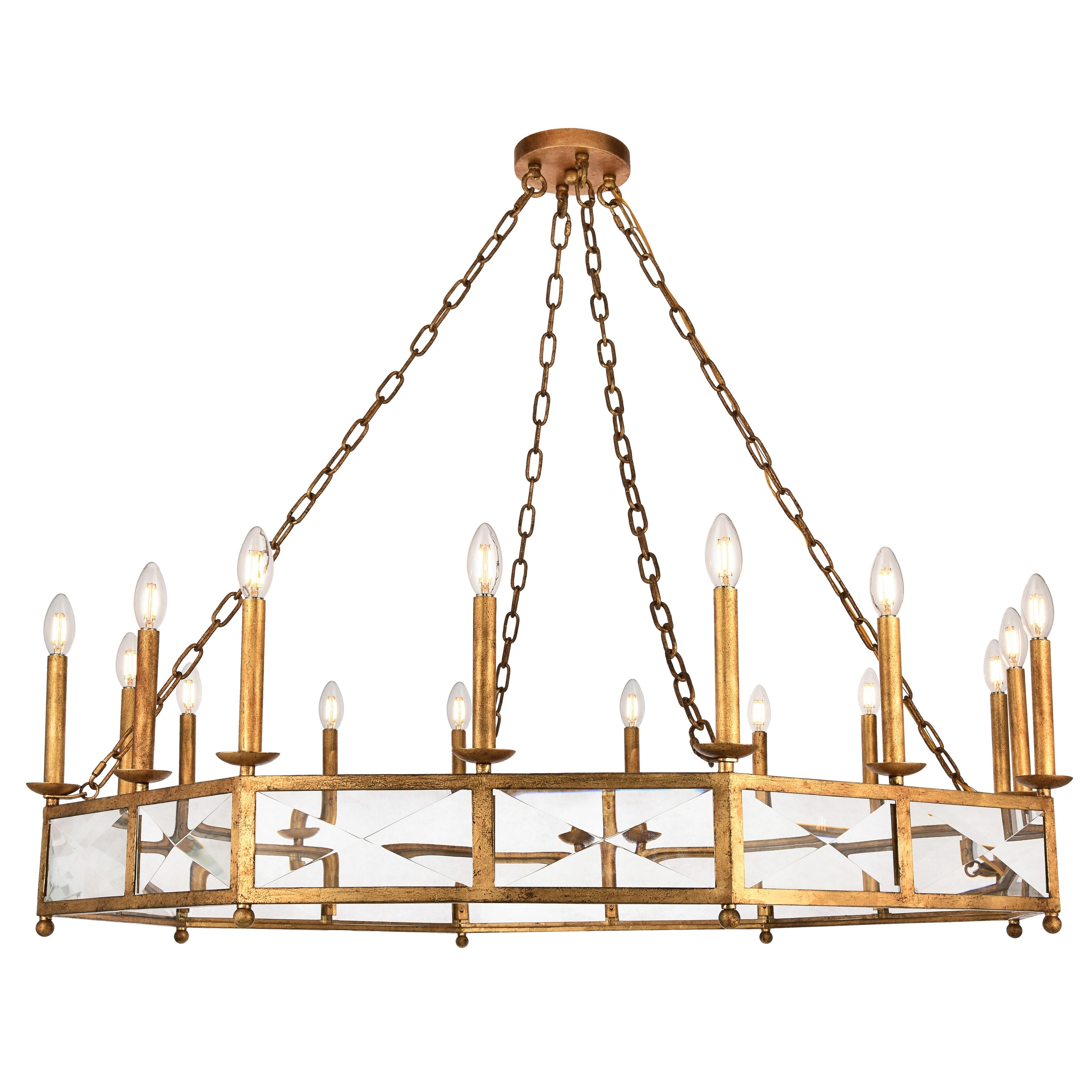 Exeter Collection Chandelier  D48.5" H12.5" Golden Iron Finish - Chandeliers For Bedrooms by Overstock.com