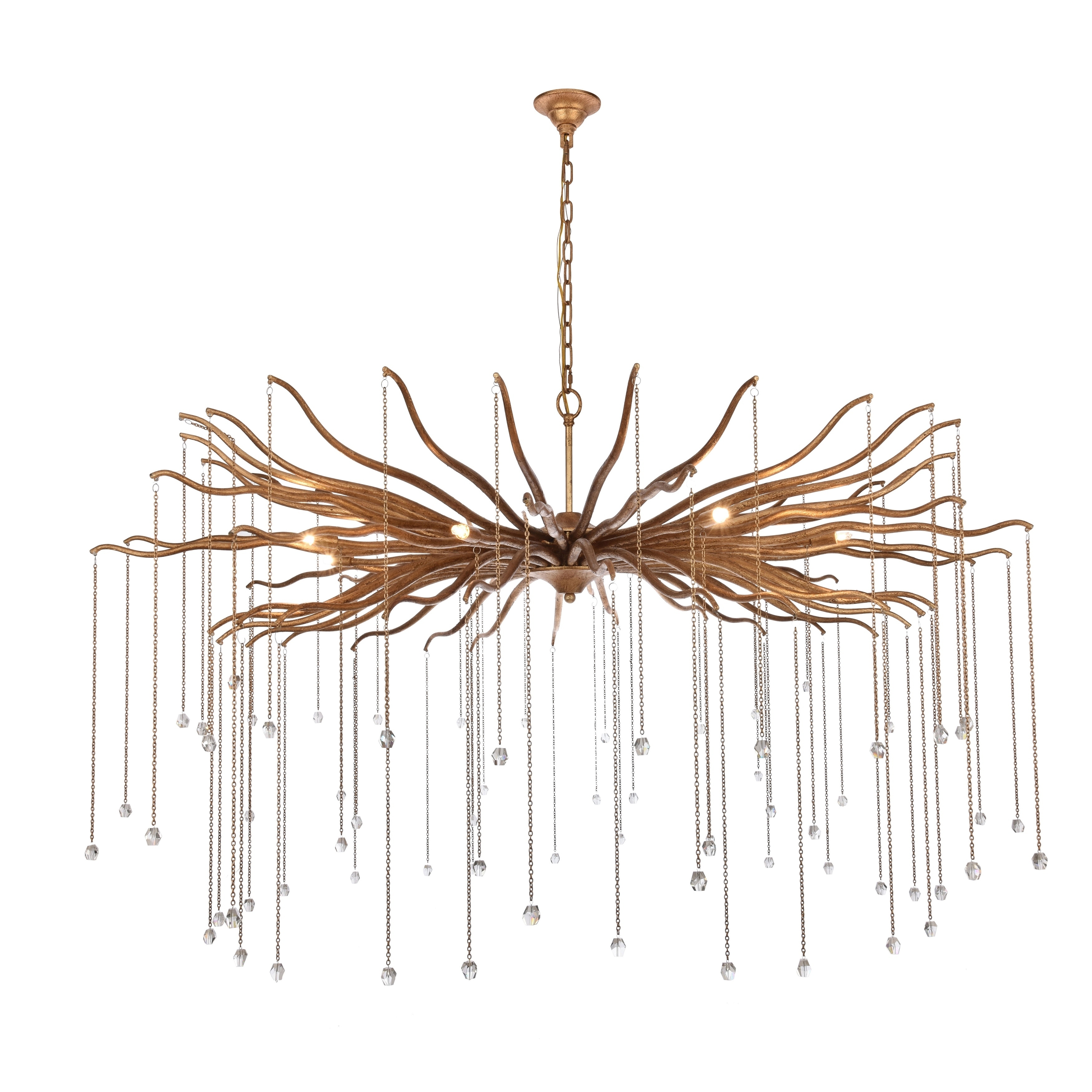 Willow  Collection Chandelier  D60" H35.125" Drizzled antique gold Finish - Chandeliers For Bedrooms by Overstock.com
