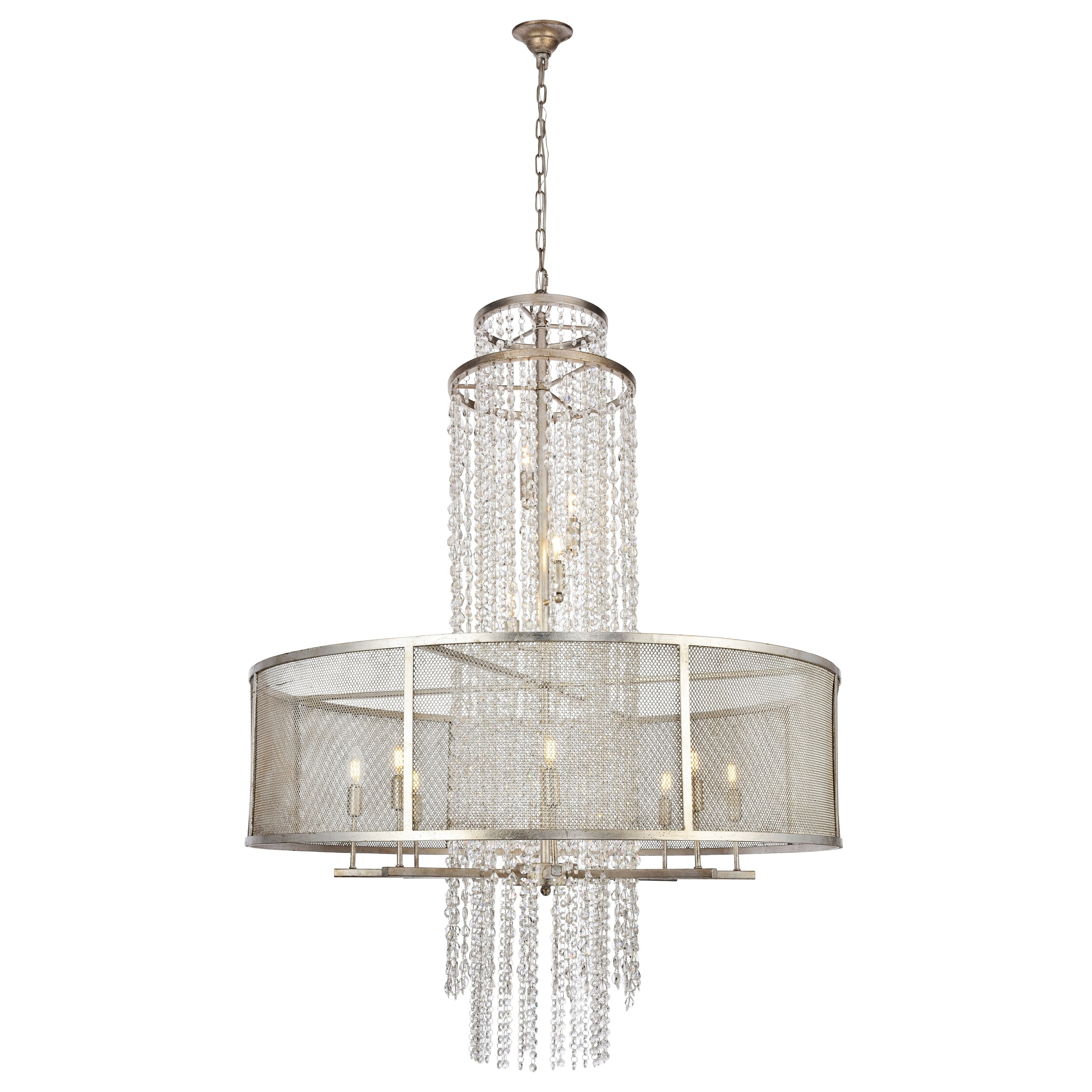 Legacy  Collection Chandelier  D42" H56" Antique Sliver Leaf Finish - Chandeliers For Bedrooms by Overstock.com