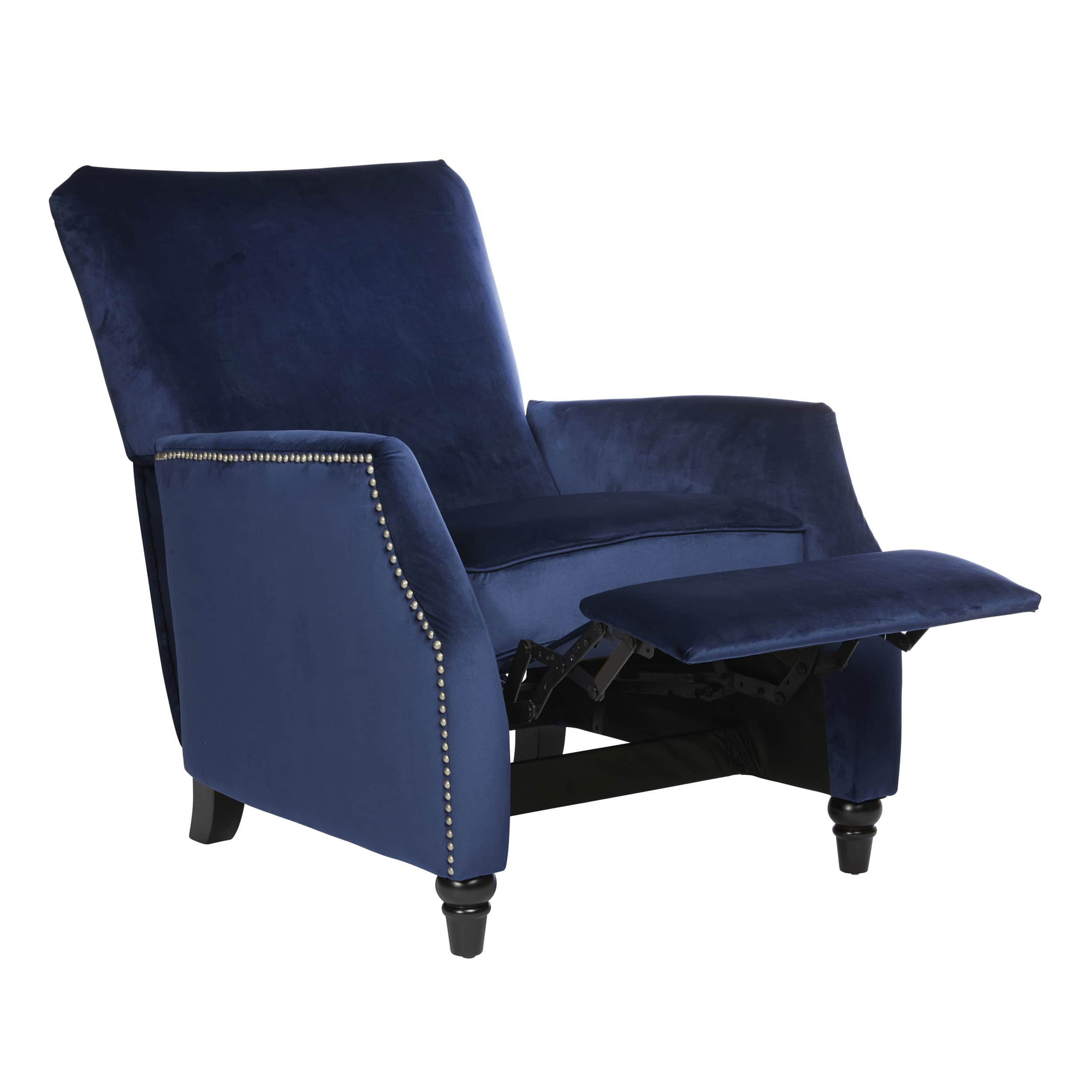 Blue velvet chair armless lounge cerulean 5th avenue