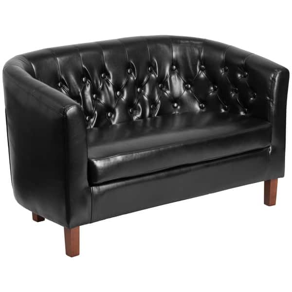 Black Faux Leather Tufted Loveseat 49 5 W X 28 D 30 H Black Faux Leather Tufted Loveseat 49 5 W X 28 D 30 H