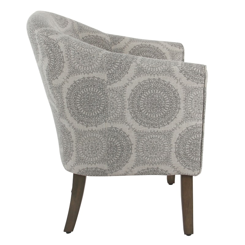 Porch & Den Blakeney Grey Medallion Tub Shaped Accent Chair