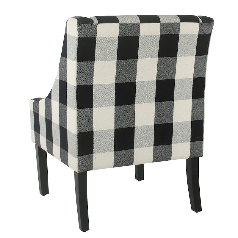 HomePop Modern Swoop Accent Chair - Black Plaid