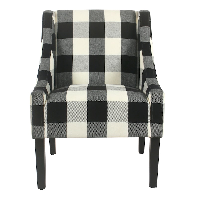 HomePop Modern Swoop Accent Chair - Black Plaid
