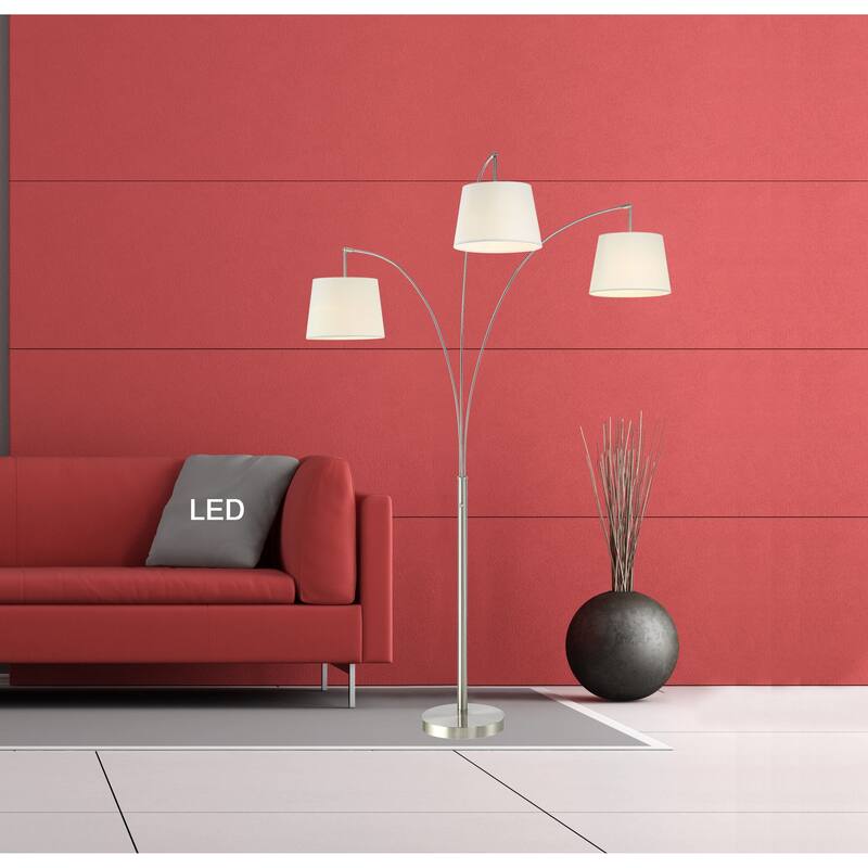 Artiva LUCE 84" Modern LED 3-Arch Brushed Steel Floor Lamp w/Dimmer