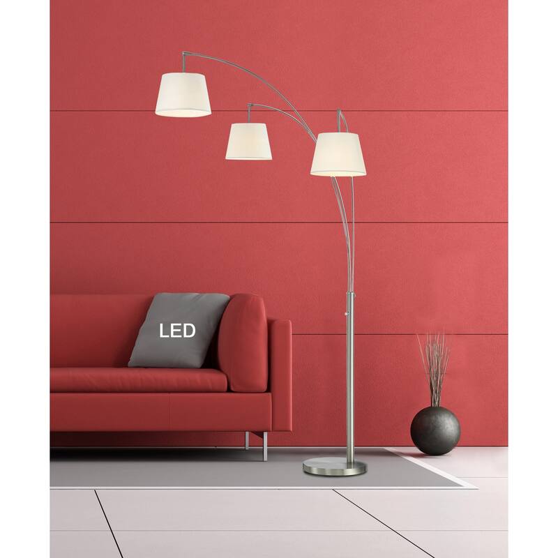 Artiva LUCE 84" Modern LED 3-Arch Brushed Steel Floor Lamp w/Dimmer