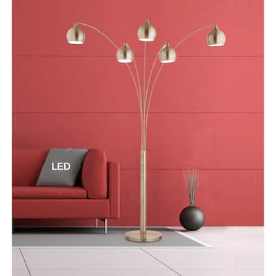 Artiva AMORE 86" Antique Satin Brass LED Arch Floor Lamp W/ Dimmer