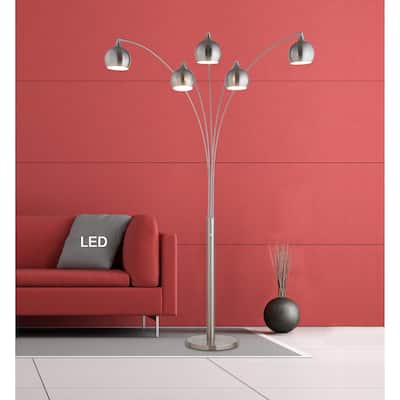 Artiva AMORE 86" Brushed Nickel LED Arch Floor Lamp W/ Dimmer