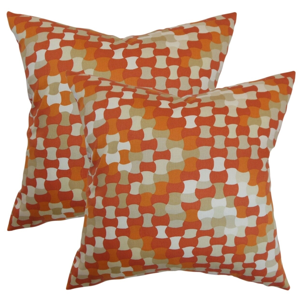 Shop Set Of 2 Gaya Geometric Throw Pillows In Tangerine Free