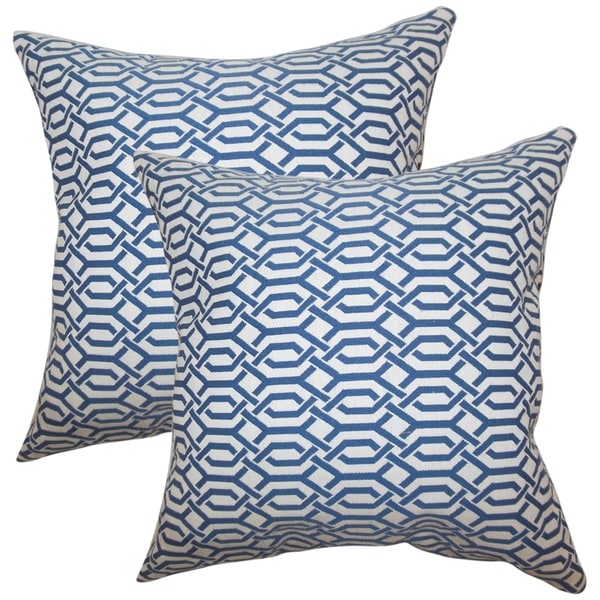 Set of 2 Catriona Geometric Throw Pillows in Blue