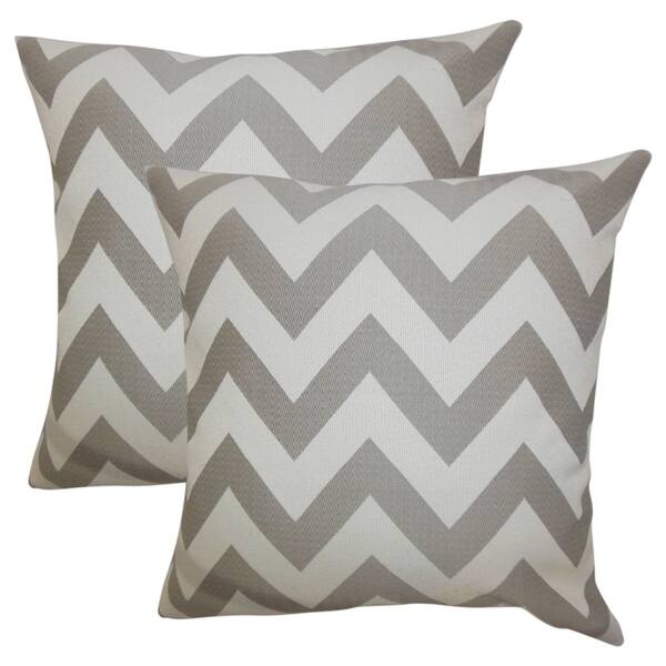 Shop Set Of 2 Diahann Chevron Throw Pillows In Gray On Sale