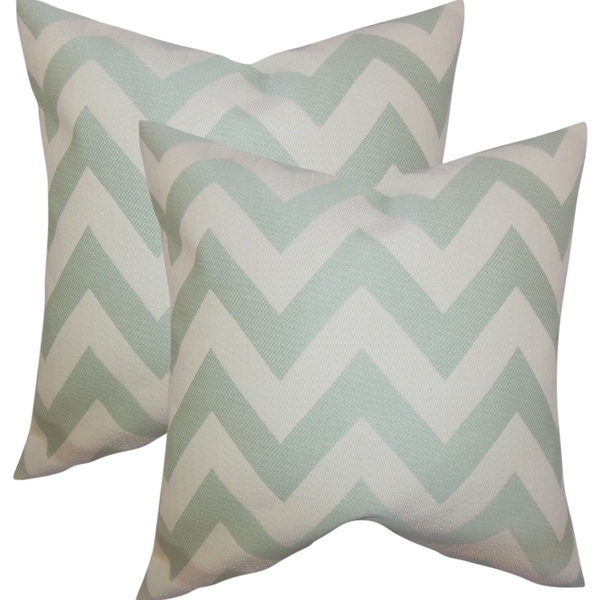 Set of 2 Diahann Chevron Throw Pillows in Jade
