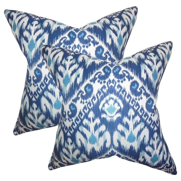 Set of 2 Rafiq Ikat Throw Pillows in Blue