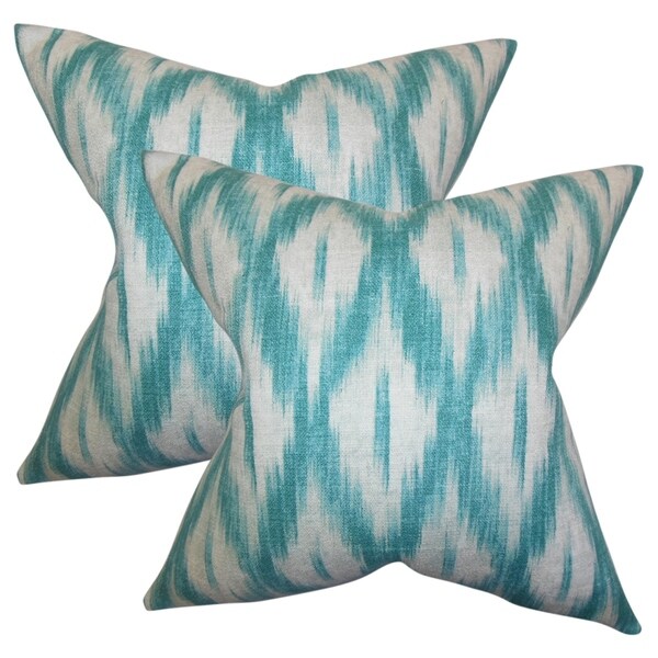 Set of 2 Yitzhak Ikat Throw Pillows in Blue