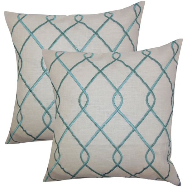 Set Of 2 Jolo Geometric Throw Pillows In Aqua Blue On Set Of 2 Jolo Geometric Throw Pillows In Aqua Blue On Free Shipping Today 18153703