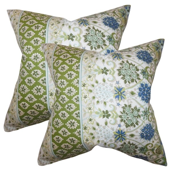 Set of 2 Kairi Floral Throw Pillows in Cactus
