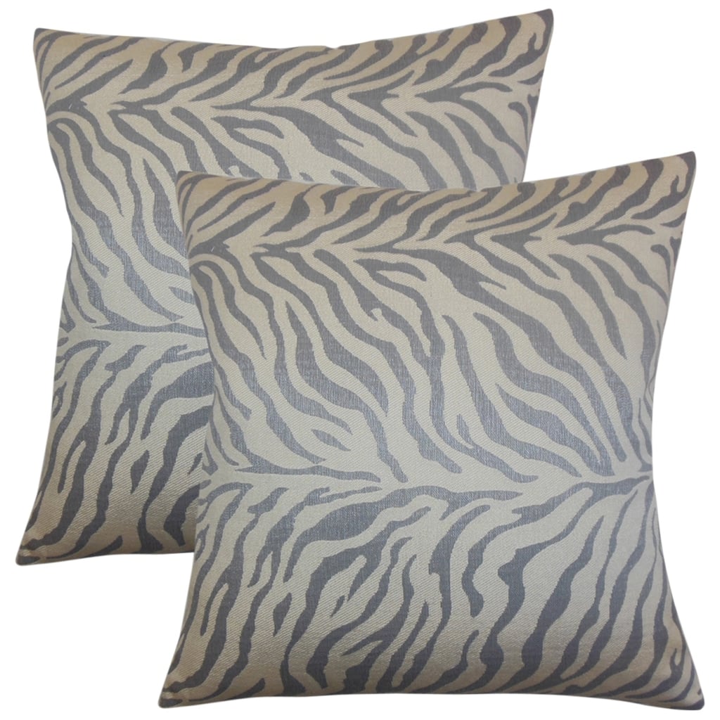 Set of 2 Helaine Zebra Print Throw Pillows in Slate