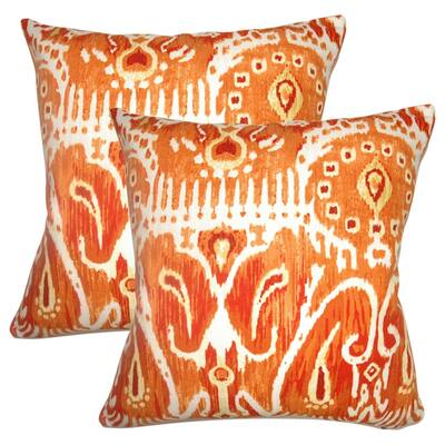 Set of 2 Haestingas Ikat Throw Pillows in Pumpkin