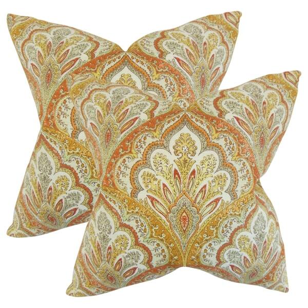 Set of 2 Xanthipe Paisley Throw Pillows in Amber Overstock 18154074