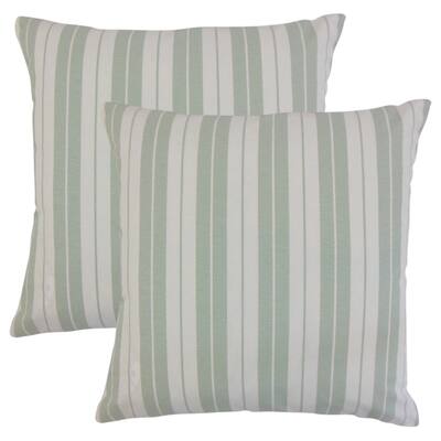 Set of 2 Henley Stripes Throw Pillows in Aqua