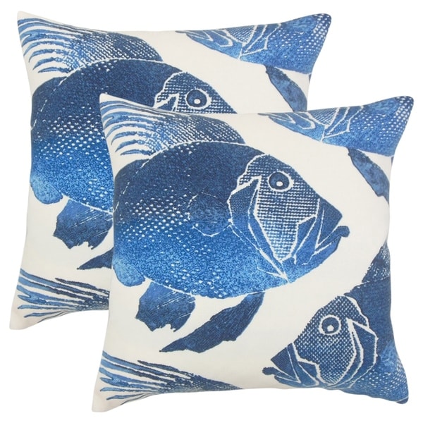 Set of 2 Lael Outdoor Throw Pillows in Cobalt