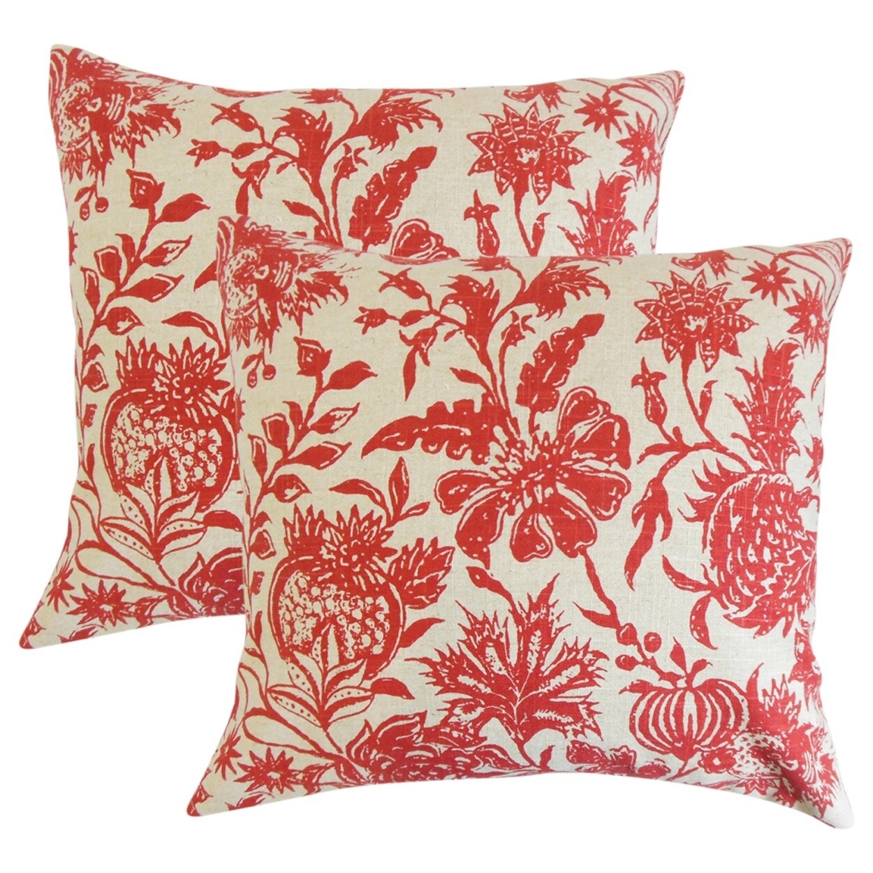 red floral throw pillows