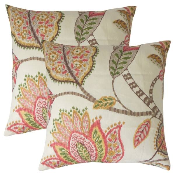 Shop Set Of 2 Mazatl Floral Throw Pillows In Blush On Sale