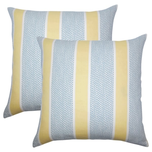 Set of 2 Velten Striped Throw Pillows in Lemon