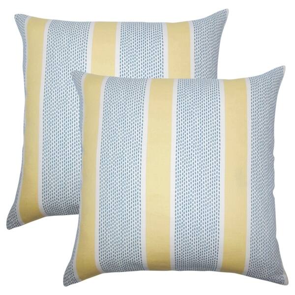 Shop Set Of 2 Velten Striped Throw Pillows In Lemon On Sale