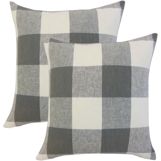 Set of 2 Amory Plaid Throw Pillows in Coal