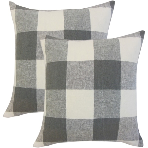 slide 2 of 2, Set of 2 Amory Plaid Throw Pillows in Coal