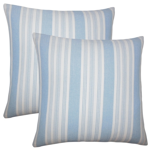 Set of 2 Reiki Striped Throw Pillows in Chambray