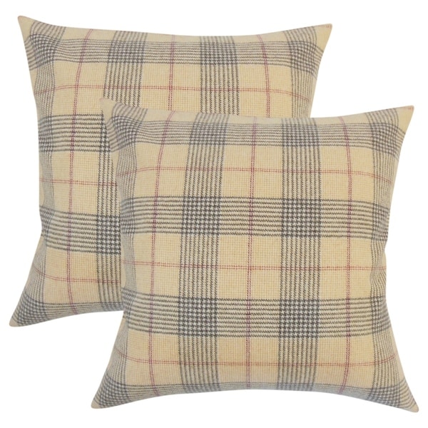 Shop Set of 2 Everly Plaid Throw Pillows in Brown On