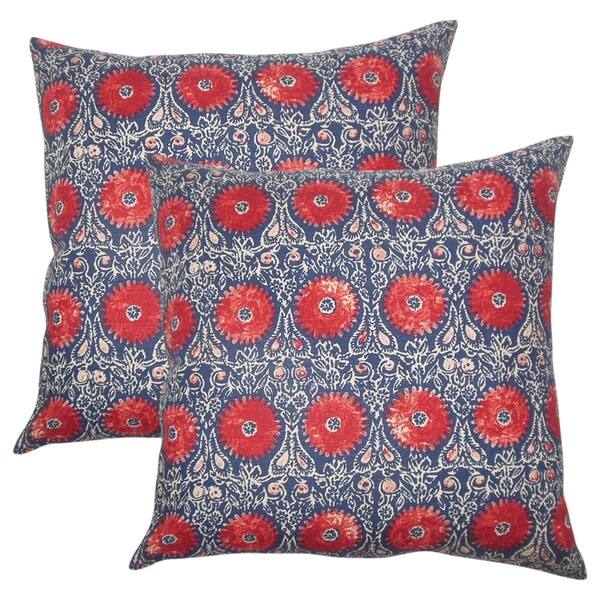 Shop Set Of 2 Xaria Floral Throw Pillows In Red Blue Free