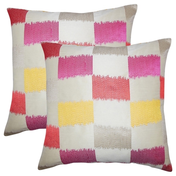 Set of 2 Ruchel Geometric Throw Pillows in Flame