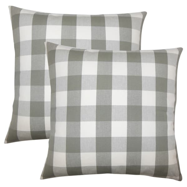 slide 2 of 2, Set of 2 Nelson Plaid Throw Pillows in Iron