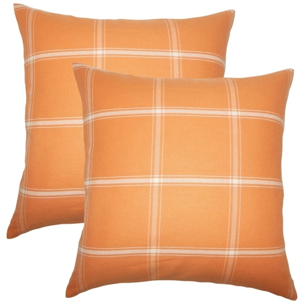 Set of 2 Sabriyya Plaid Throw Pillows in Sundance