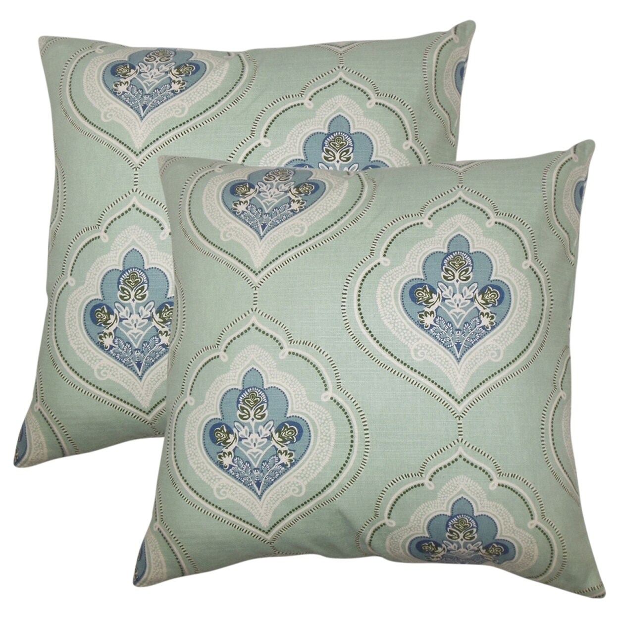 Shop Set Of 2 Aafje Floral Throw Pillows In Sea Green On Sale