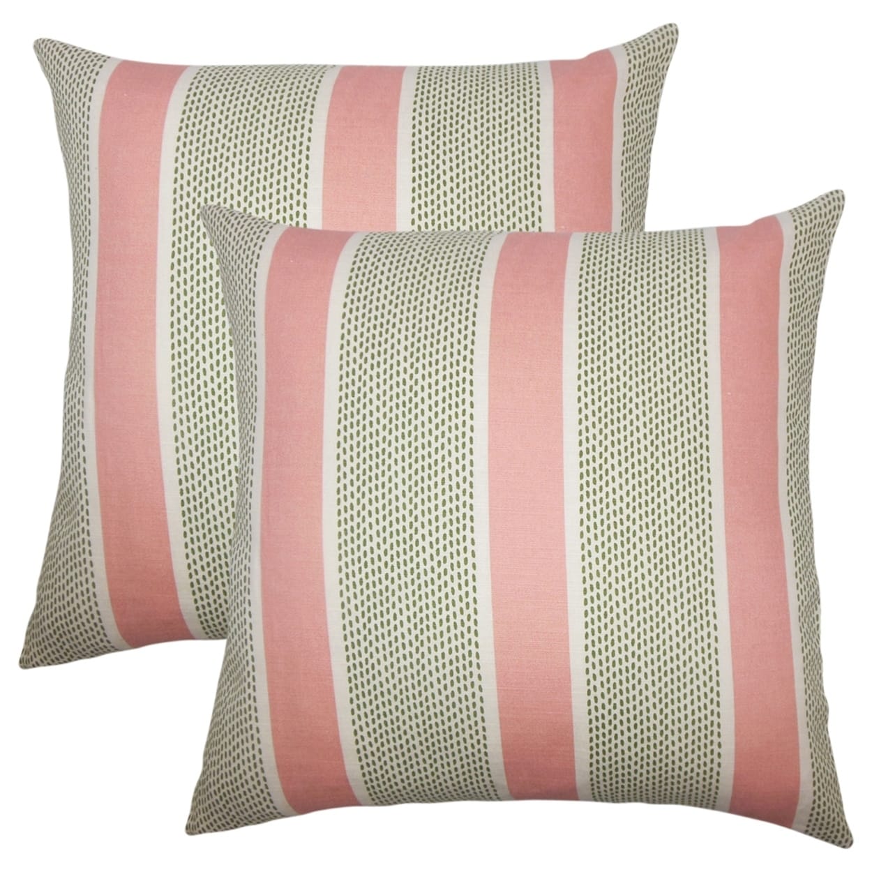 Shop Set Of 2 Velten Striped Throw Pillows In Pink Green On Sale