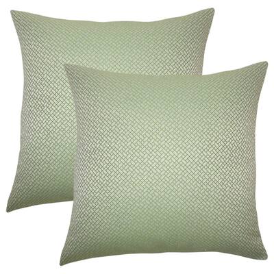 Set of 2 Pertessa Geometric Throw Pillows in Green